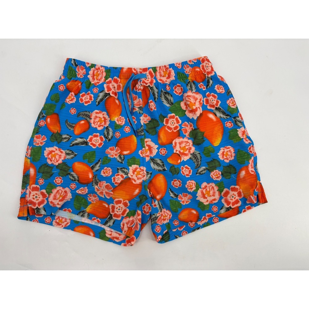 Blackbough Swim Mens Floral Mango Print Blue Mesh Swim Trunks Size L